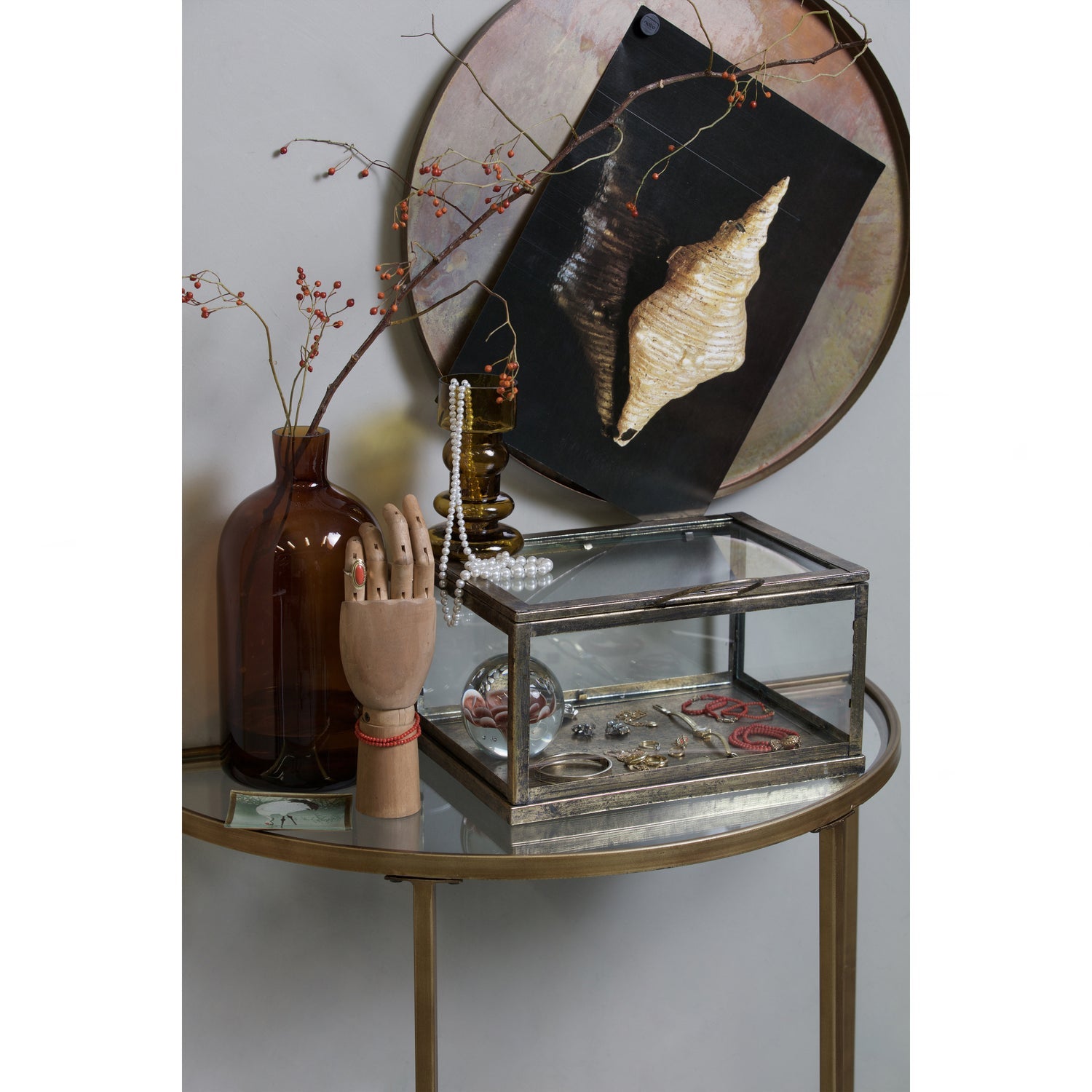 GODDESS SIDETABLE ANTIQUE BRASS
