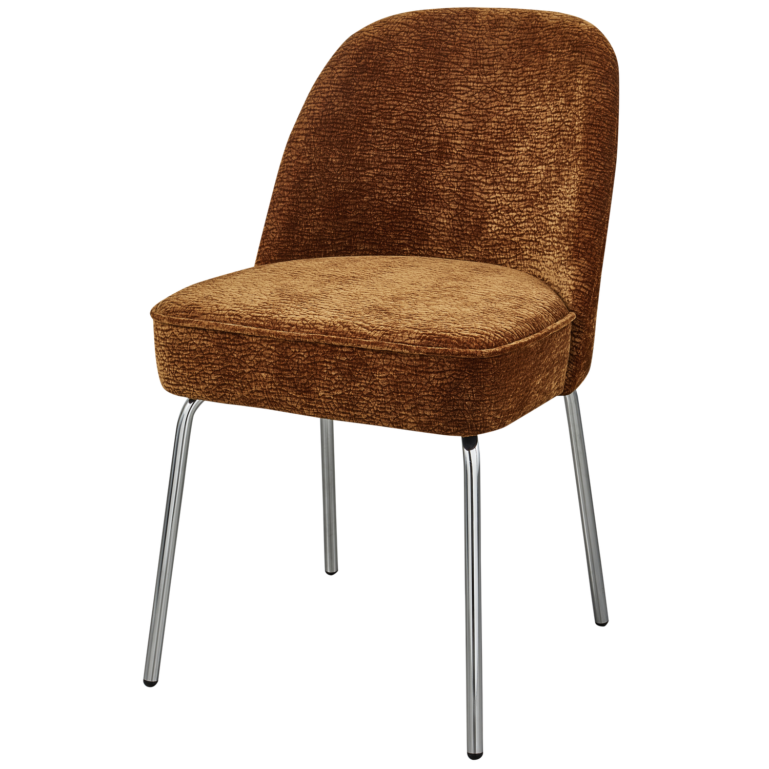 VOGUE ESSZIMMERSTUHL 3D CHENILLE MITTELBRAUN CHROME LEG