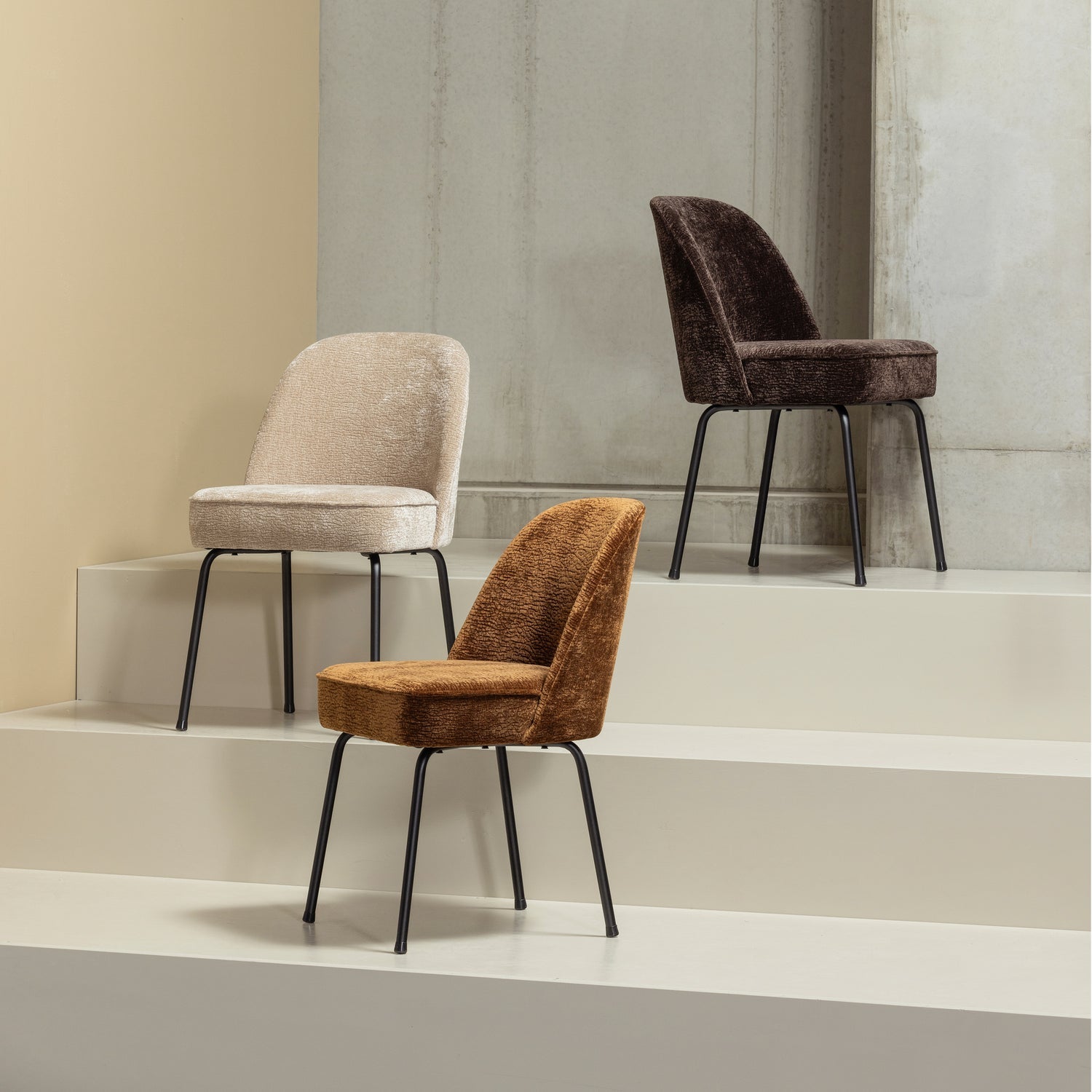 VOGUE ESSZIMMERSTUHL 3D CHENILLE DUNKELBRAUN