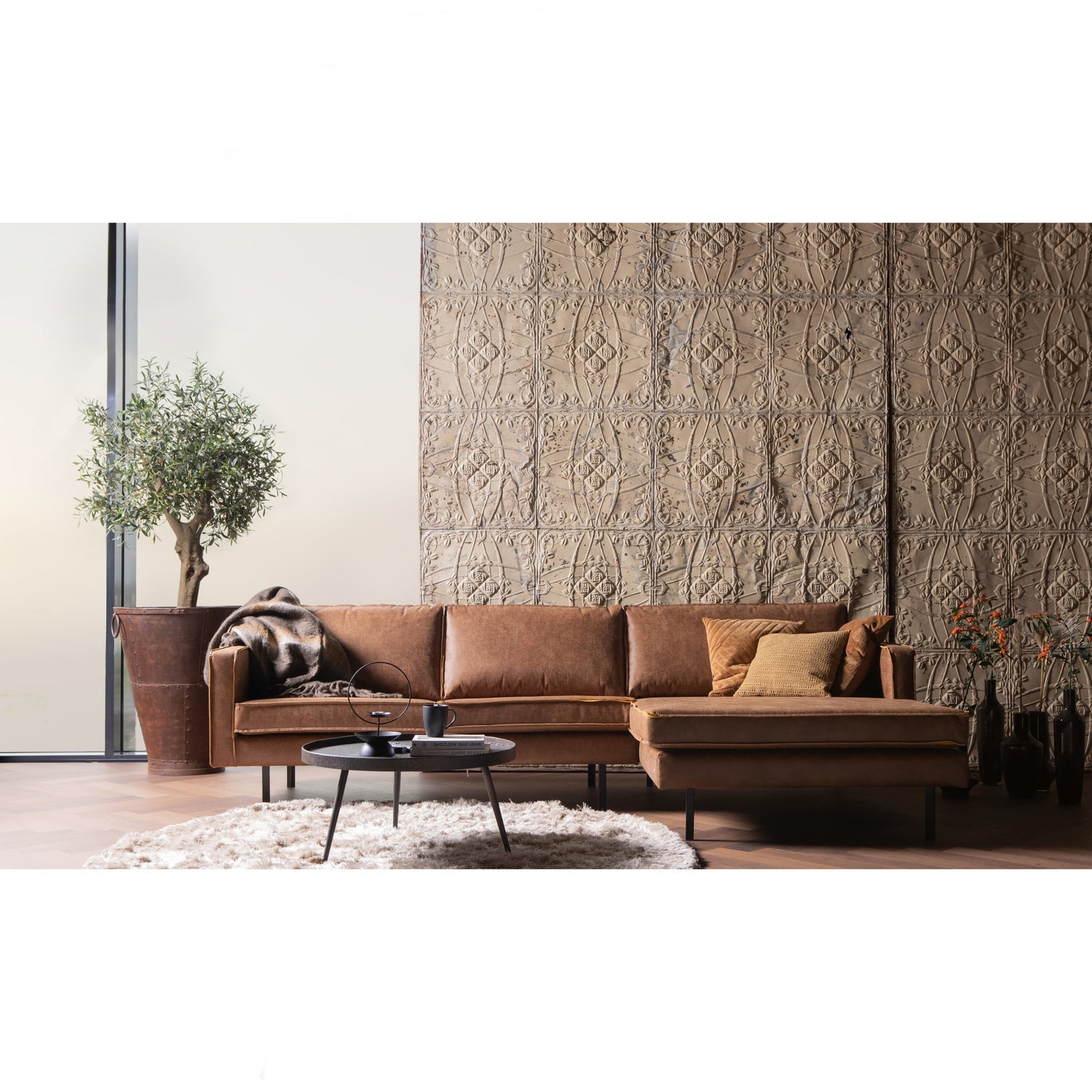 RODEO CHAISE LONGUE RECHTS COGNAC