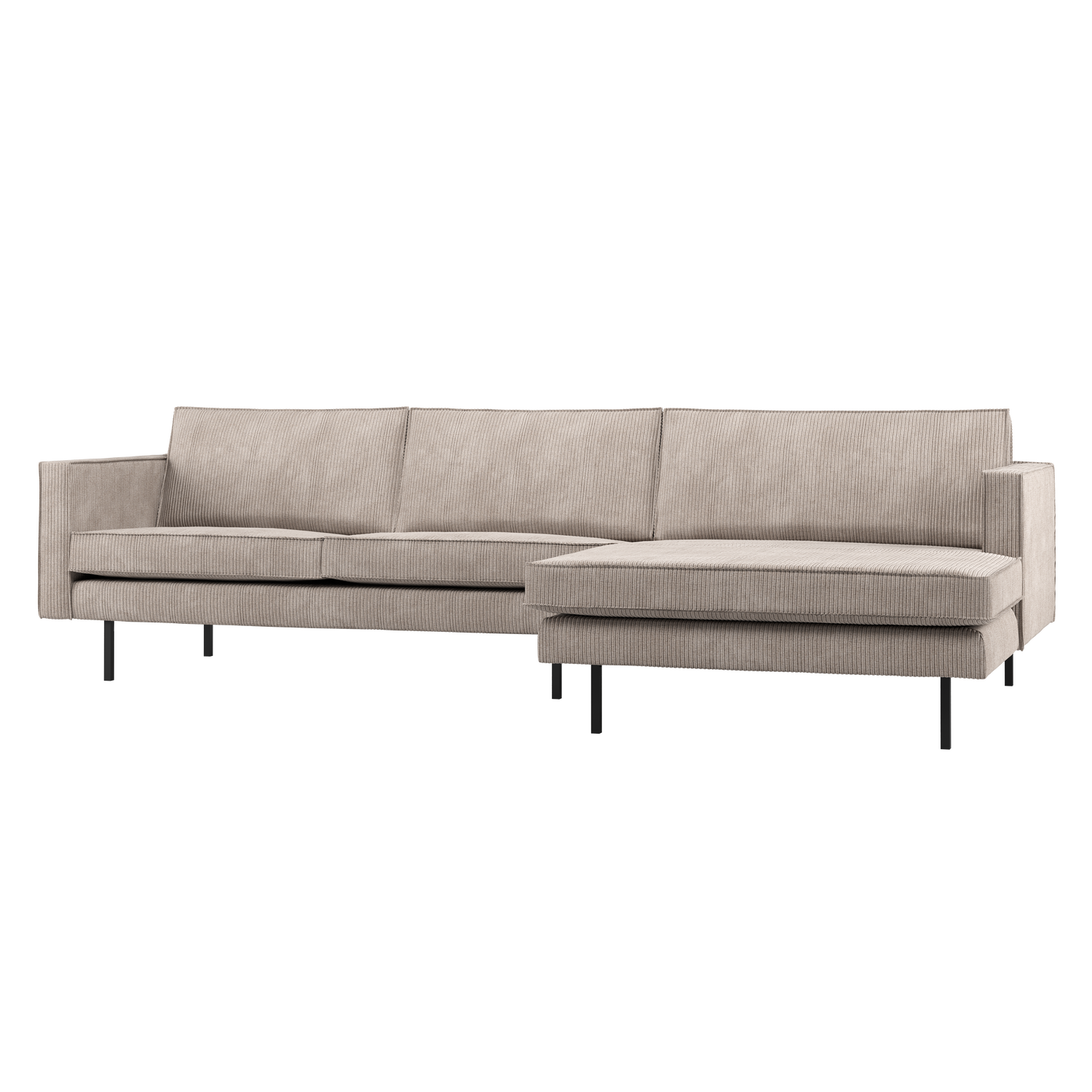 RODEO CHAISE LONGUE SOFA RECHTS GERIPPTER STOFF DUNKLER SAND