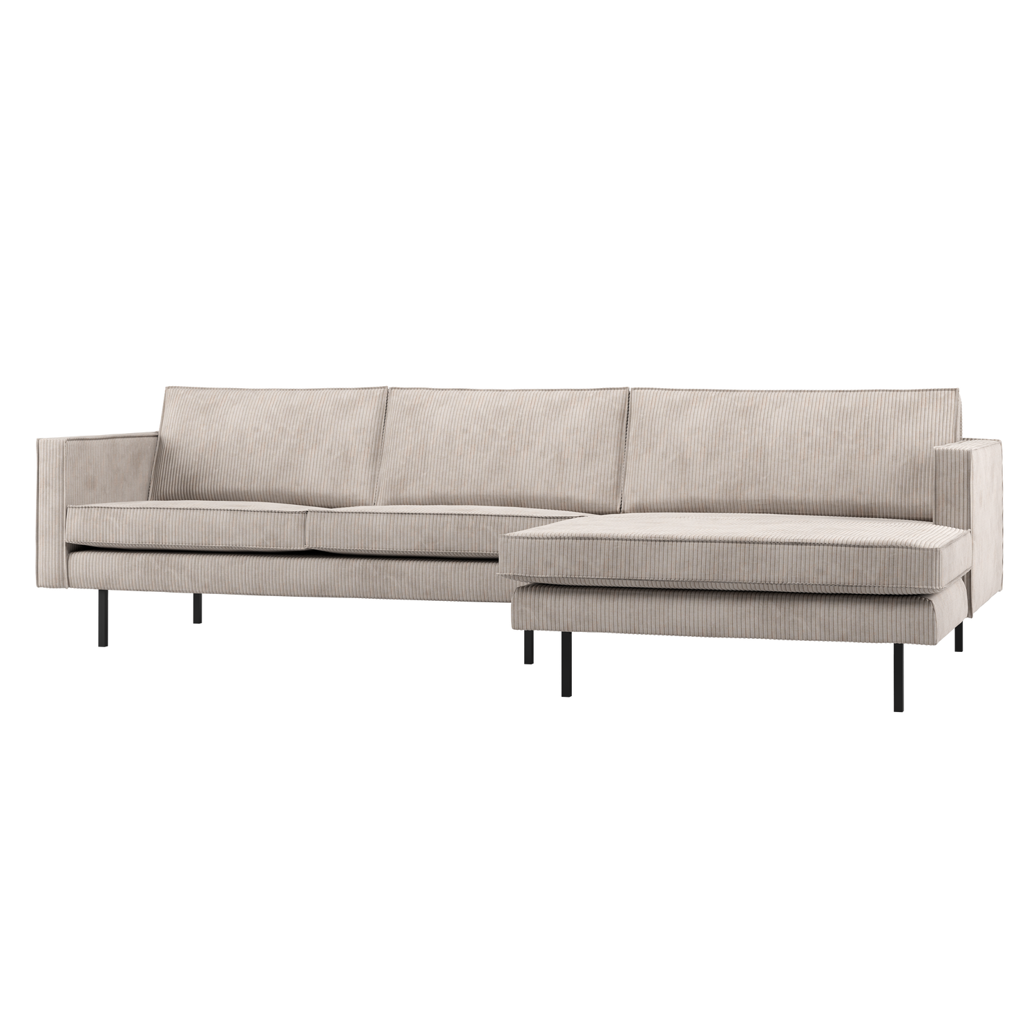 RODEO CHAISE LONGUE SOFA RECHTS GERIPPTER STOFF ECRU