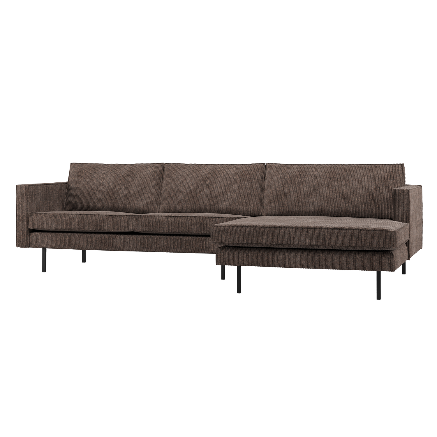 RODEO CHAISE LONGUE SOFA RECHTS GERIPPTER STOFF BRAUN