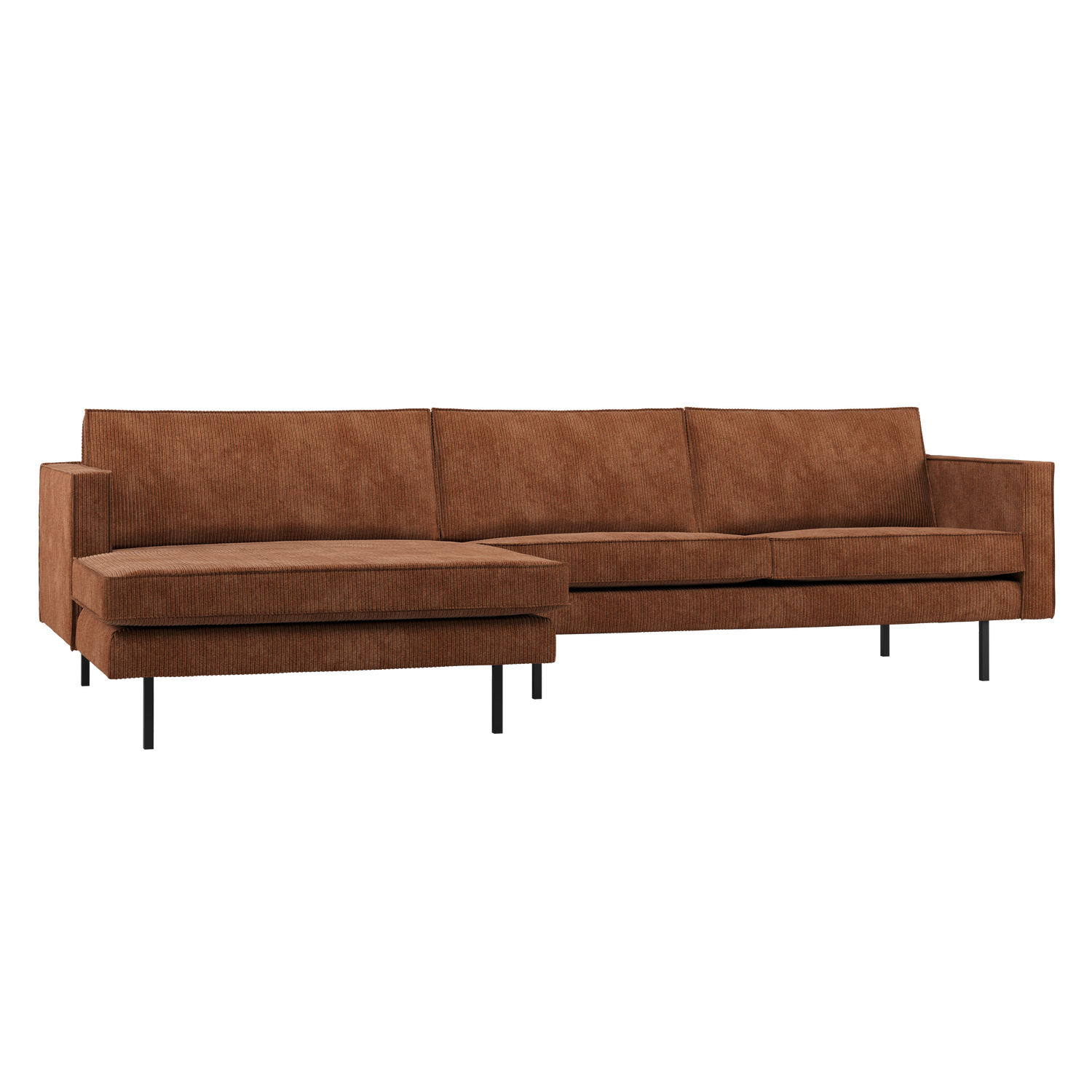 RODEO CHAISE LONGUE SOFA LINKS GERIPPTER STOFF ROSTBRAUN
