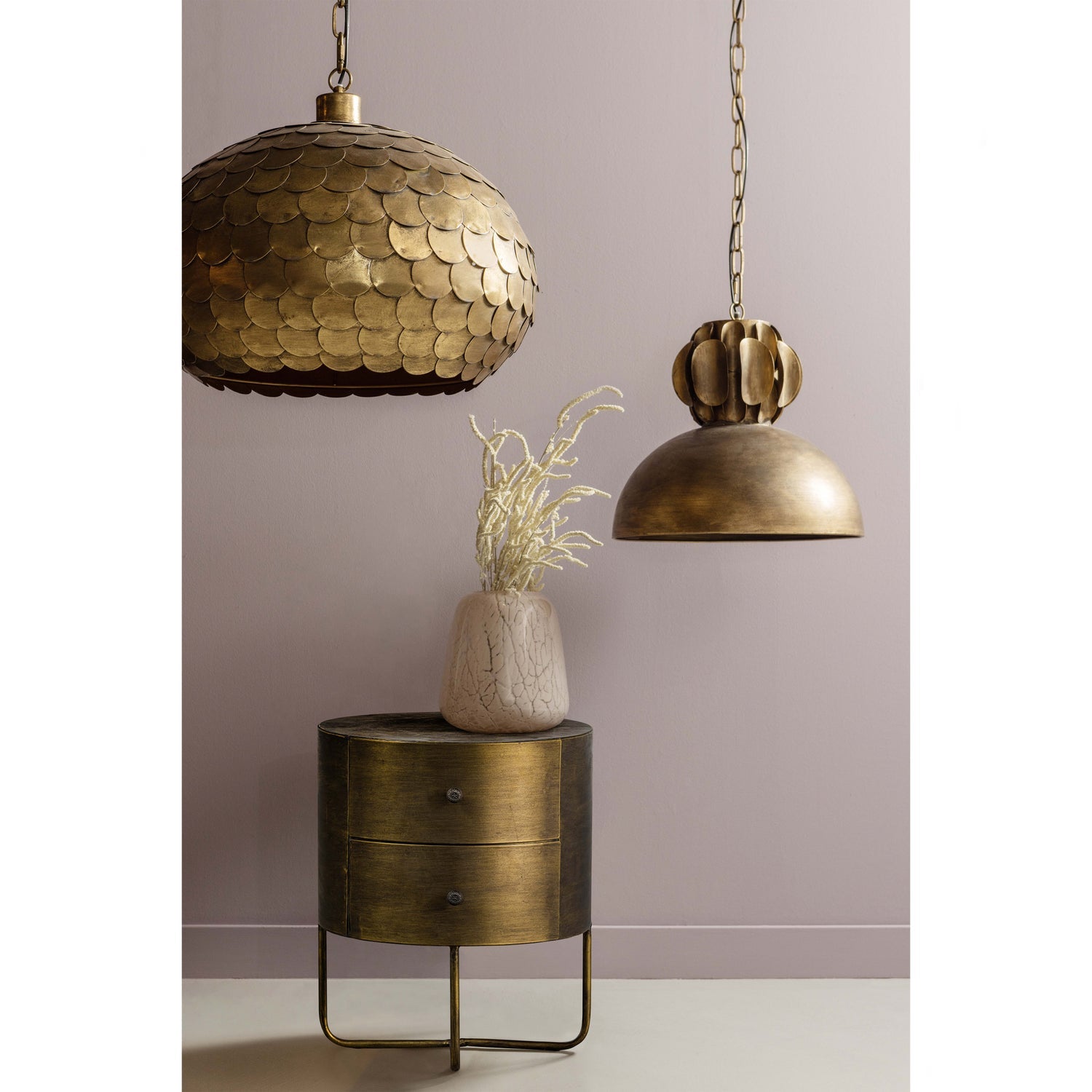 GLOSSY RUNDE KLEINES SCHRANK METALL ANTIQUE BRASS