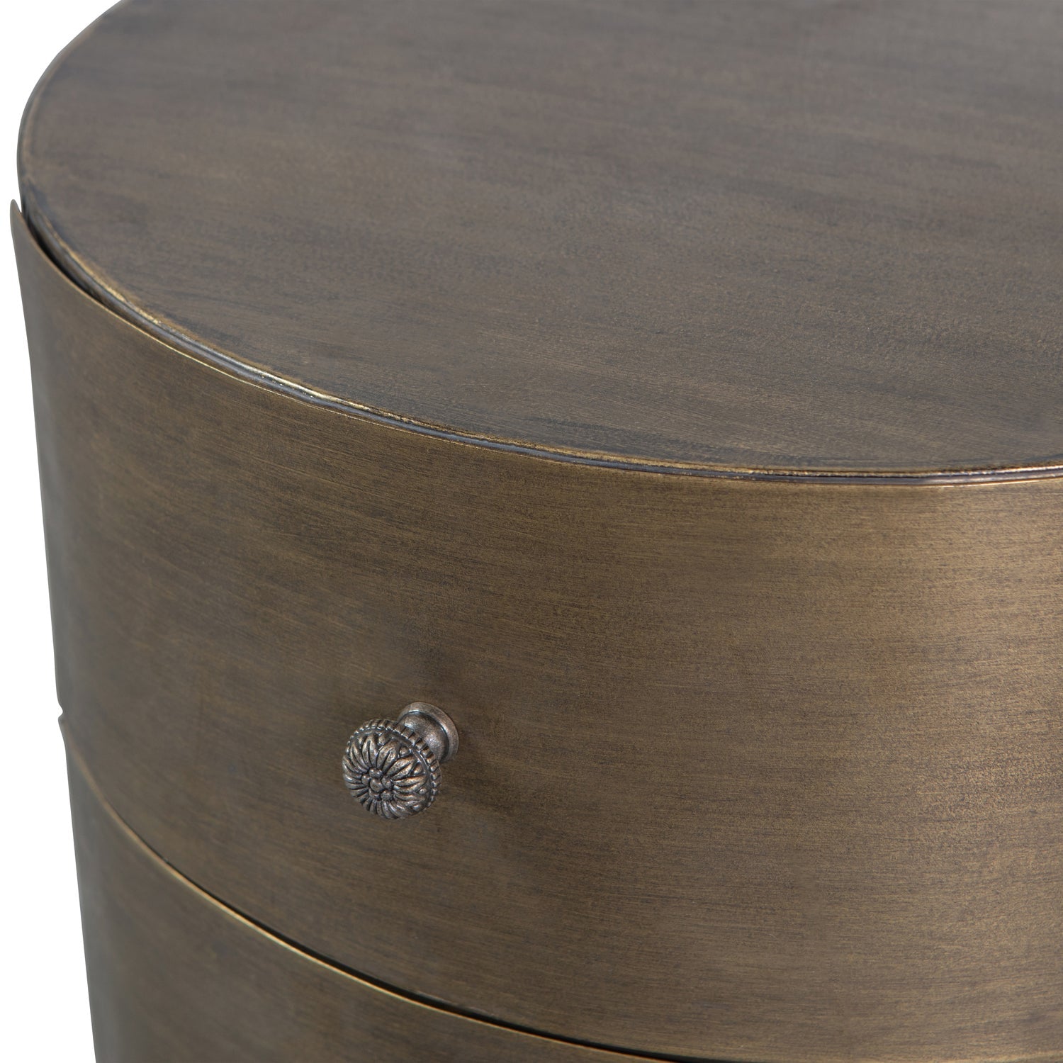 GLOSSY RUNDE KLEINES SCHRANK METALL ANTIQUE BRASS