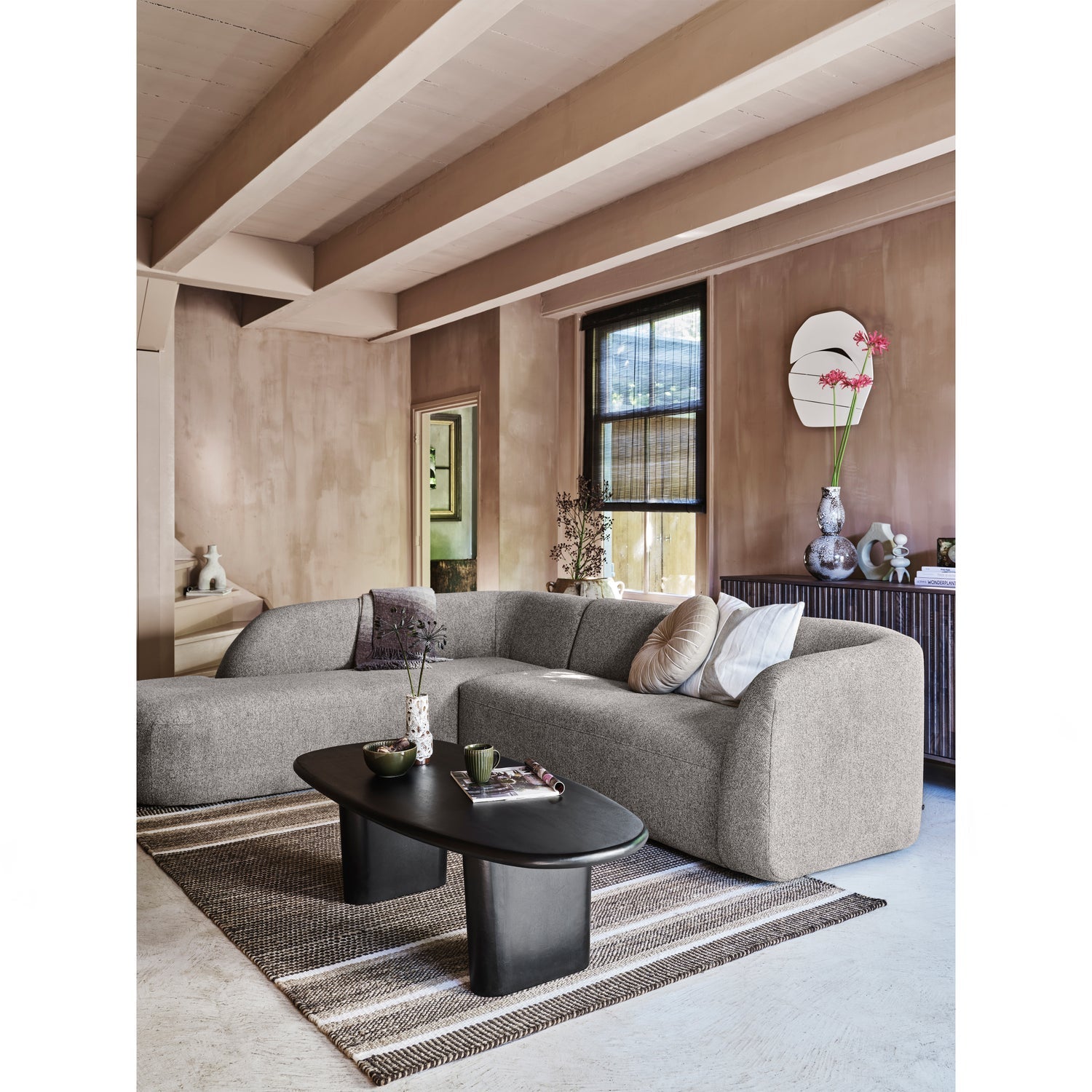 SLOPING ECKSOFA LINKS GRAU MELANGE