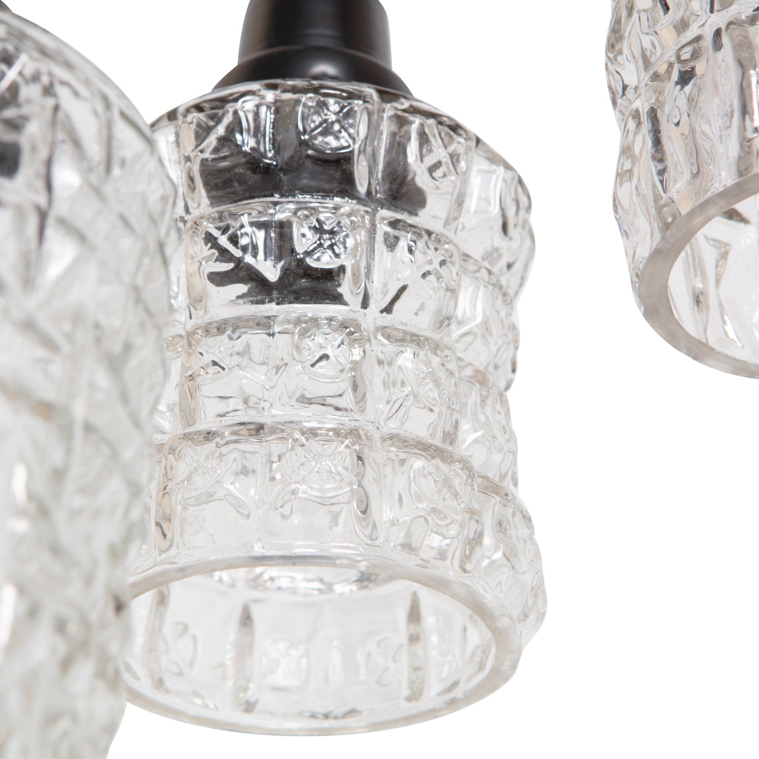 MULTIPLE HANGENDE LAMPE MIT 4 GLASERN SCHWARZ/ GLAS
