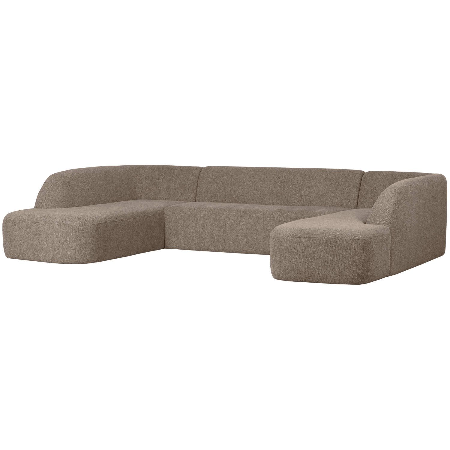SLOPING U-SHAPE SOFA HELLBRAUN MELANGE