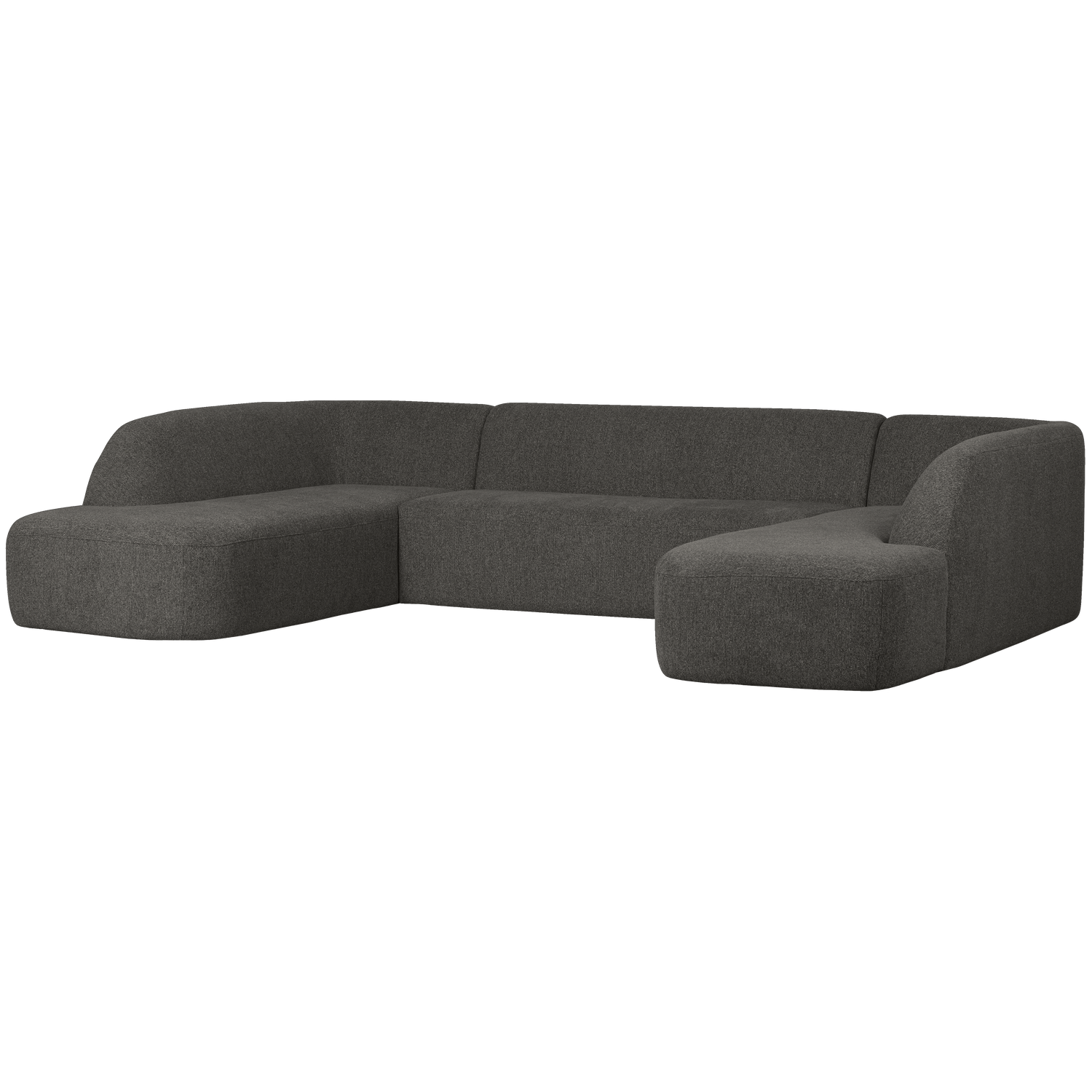 SLOPING U-SHAPE SOFA GRAU/SCHWARZ MELANGE