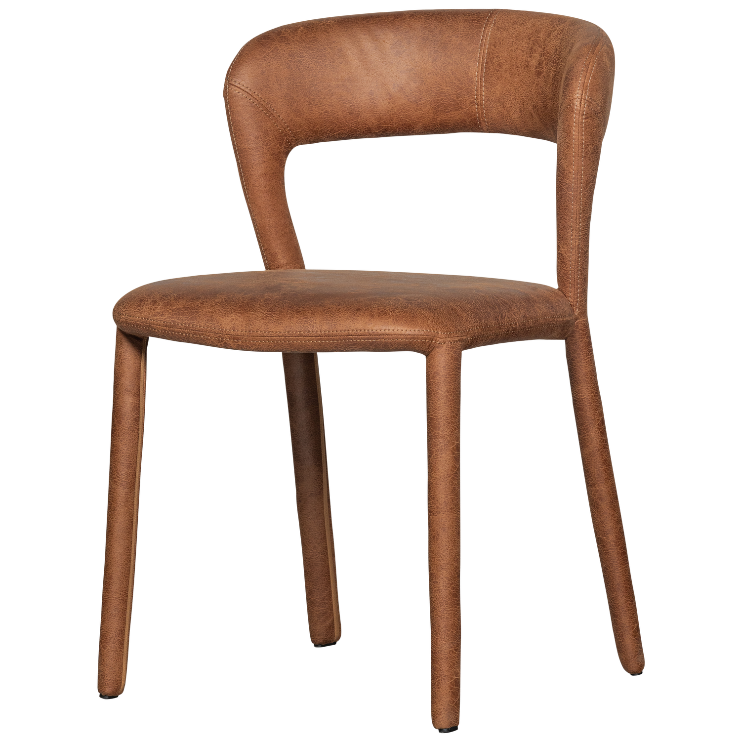 NOBLE ESSZIMMERSTUHL IN LEDEROPTIK COGNAC