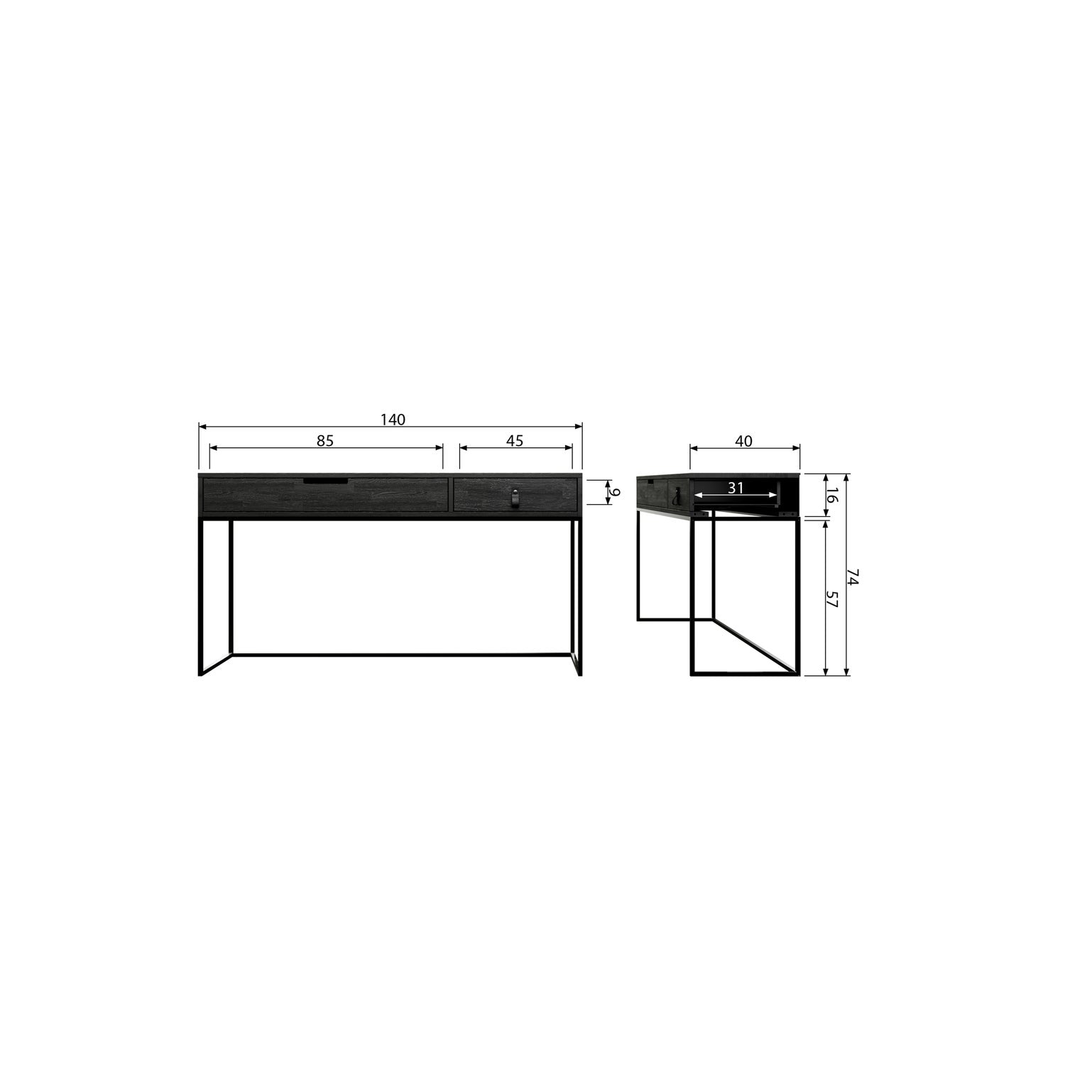 SILAS SIDETABLE ASCHE GEBURSTET SCHWARZ [fsc]