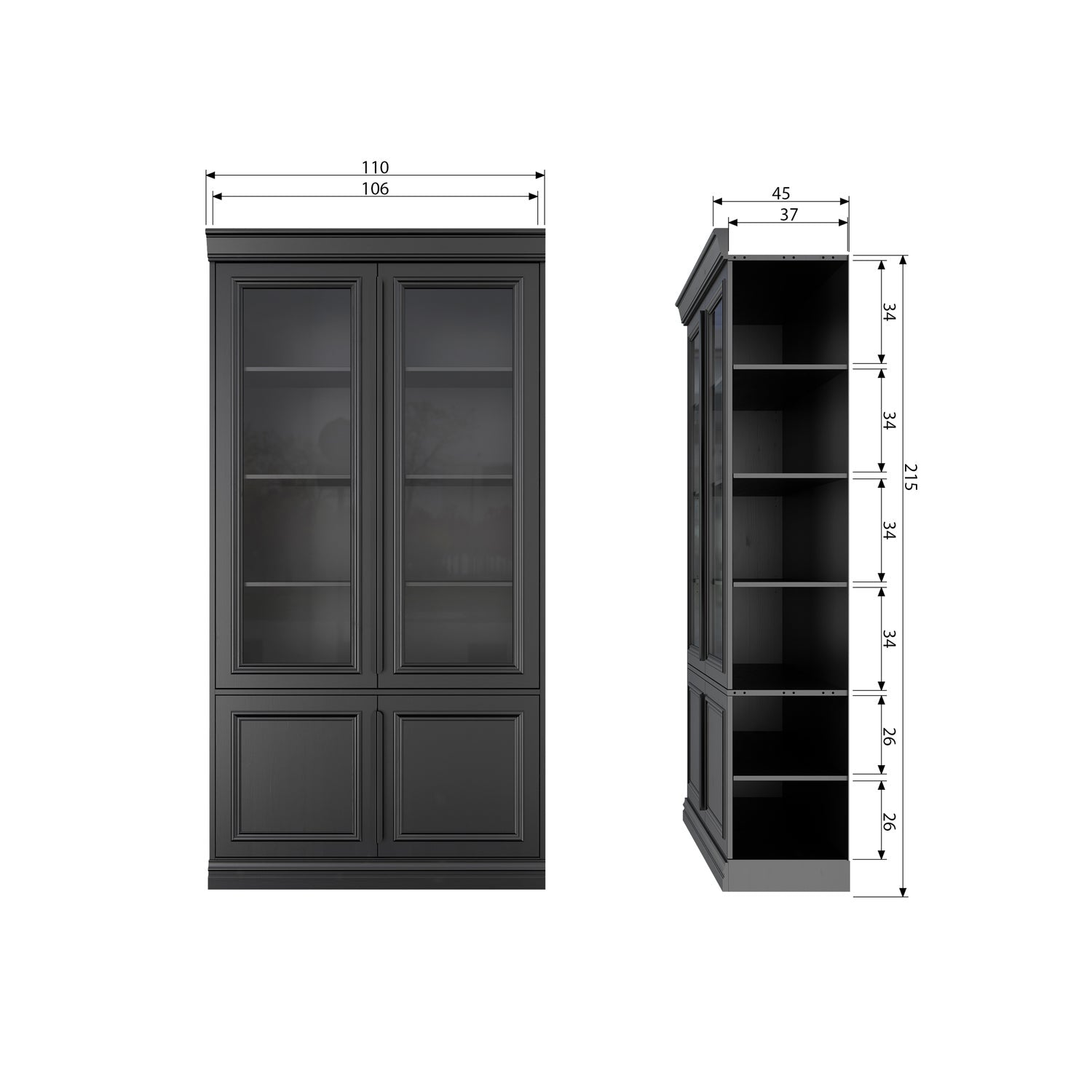 ORGANIZE VITRINE SCHRANK 44CM KIEFER SCHWARZ [fsc]