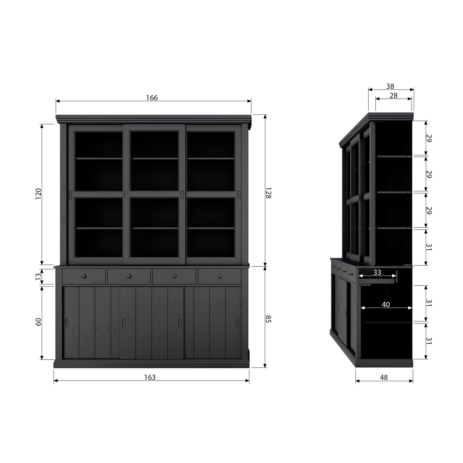 LAGOS BUFFETSCHRANK GROSS KIEFER TIEFSCHWARZ [fsc]