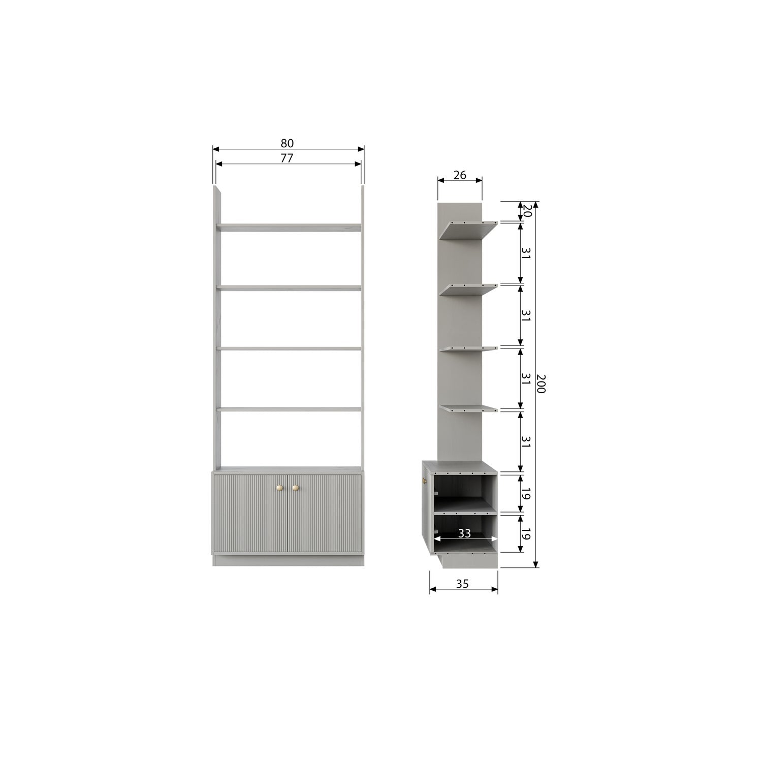 MADU BUCHERSCHRANK SCHRANK WOLKE GRAU [fsc]