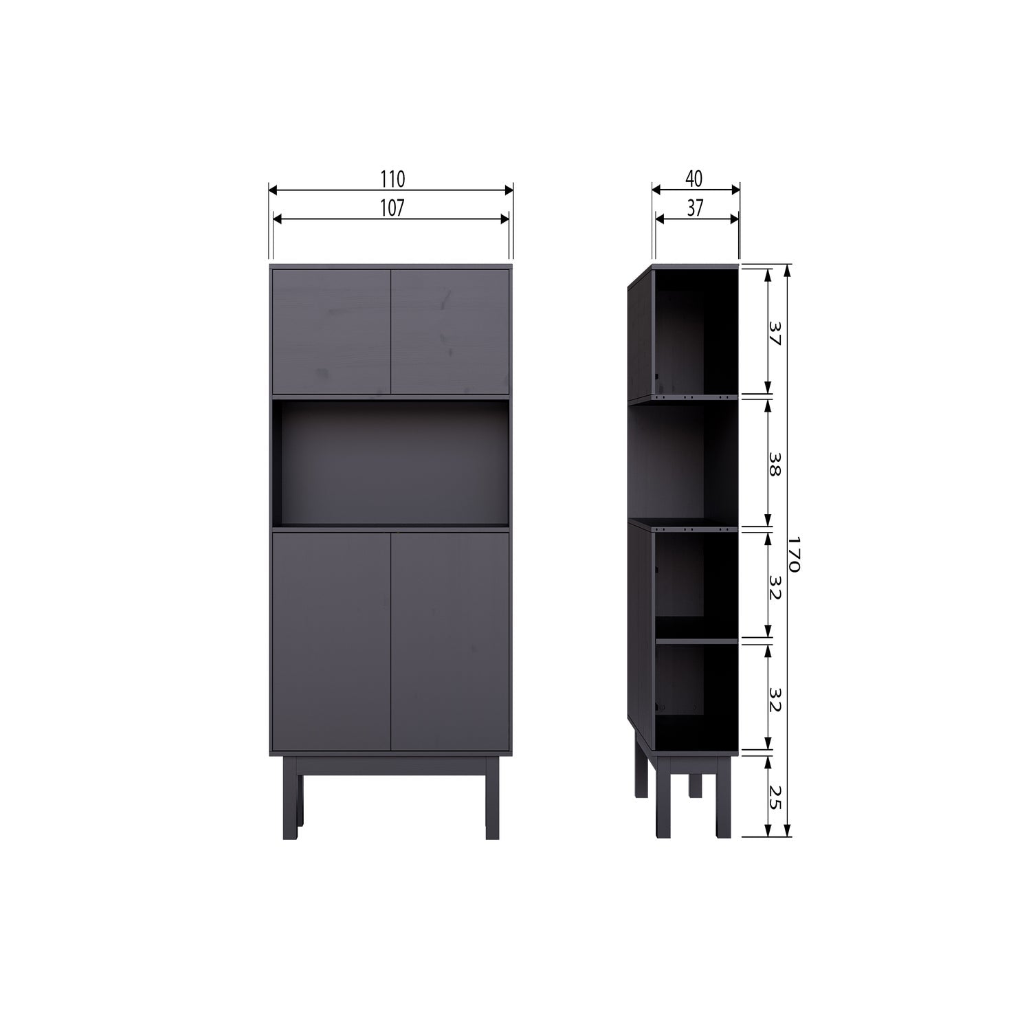 FINCA BUFETT / BAR SCHRANK HOLZ TIEF SCHWARZ [fsc]