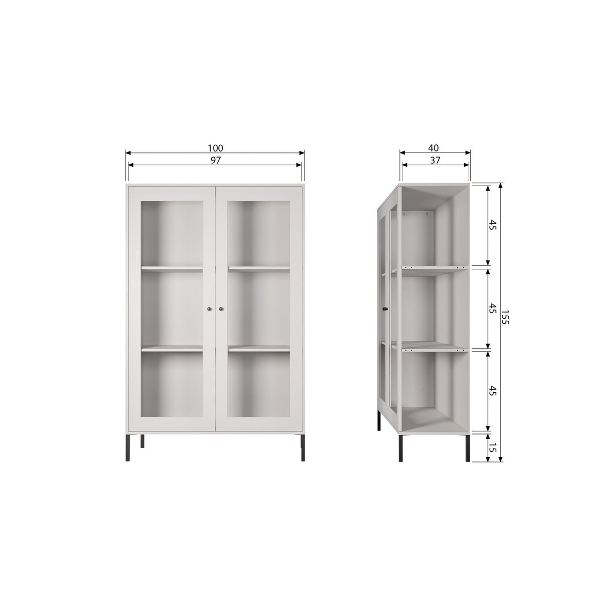 XAM VITRINE SCHRANK KIEFER WOLKE GRAU [fsc]