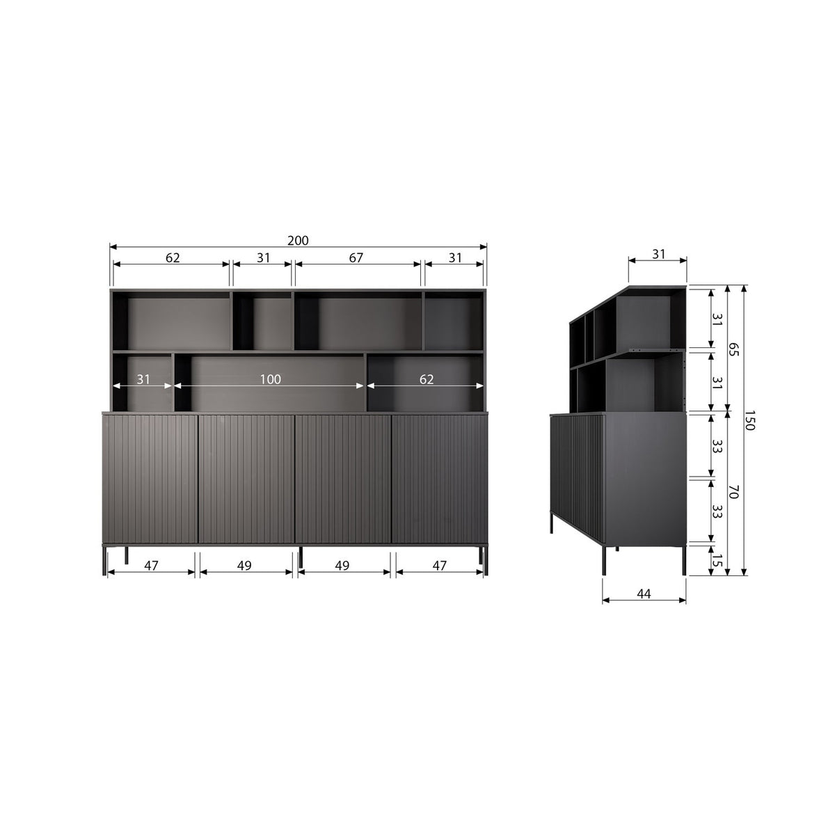 NEW GRAVURE WANDSCHRANK KIEFER DUST [fsc]