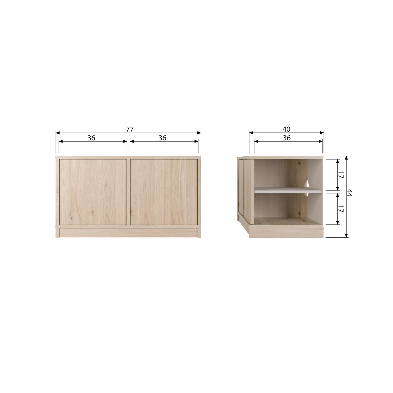 MODULAIR UNTERSCHRANK 77CM EICHE NATUREL MATT [fsc]