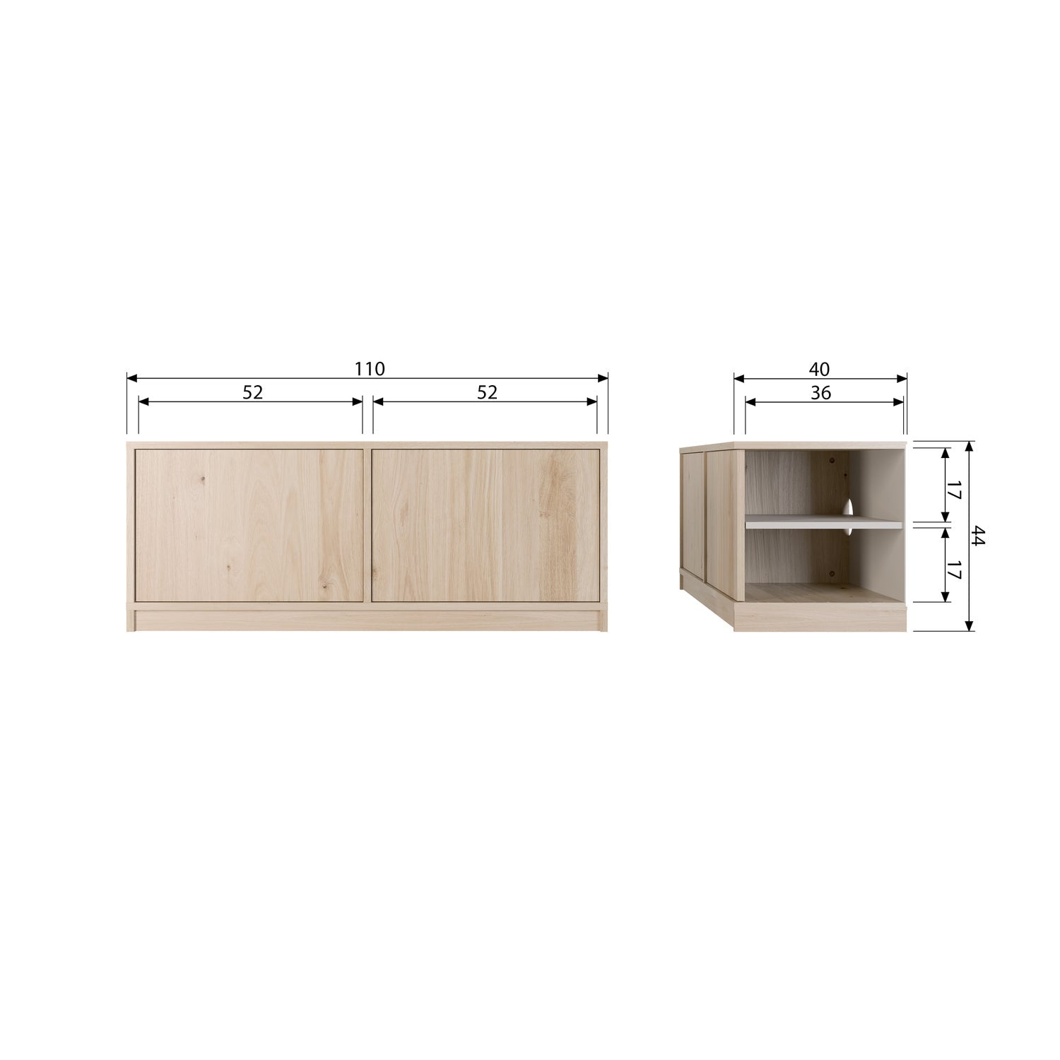 MODULAIR UNTERSCHRANK 110CM EICHE NATUREL MATT [fsc]