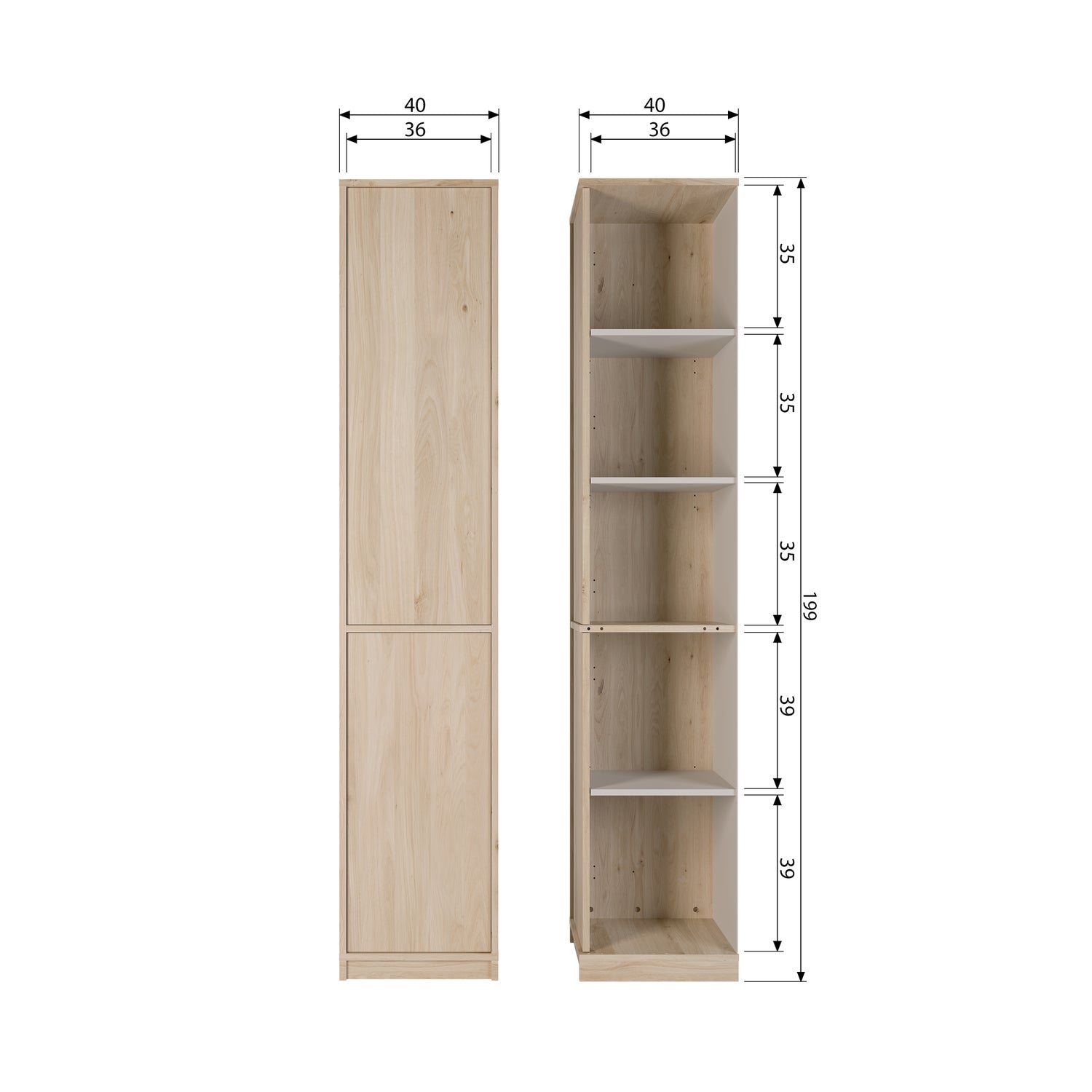 MODULAIR OBENSCHRANK 40CM EICHE NATUREL MATT [fsc]