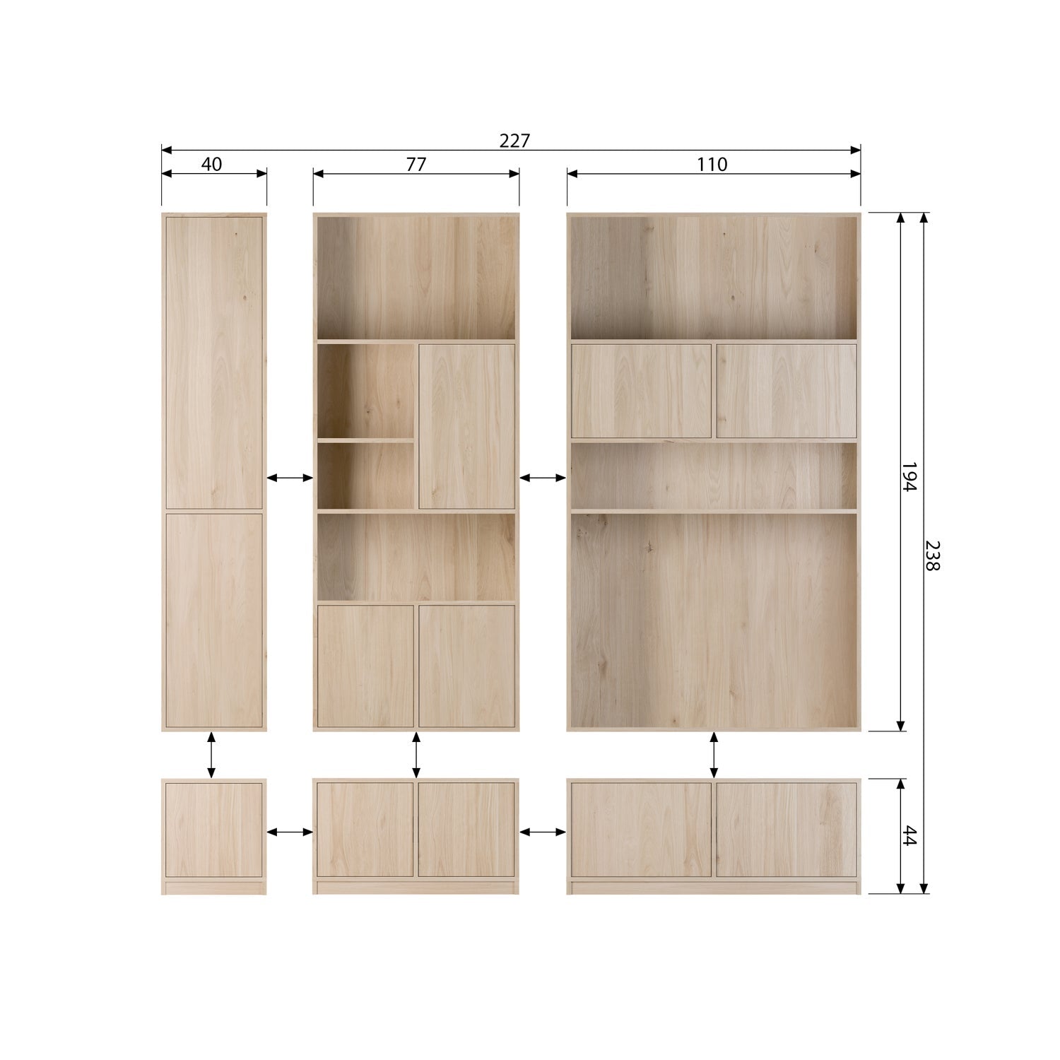 MODULAIR OBENSCHRANK 110CM EICHE NATUREL MATT [fsc]