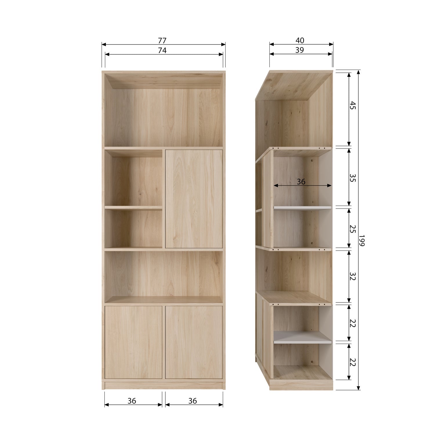 MODULAIR OBENSCHRANK 77CM EICHE NATUREL MATT [fsc]