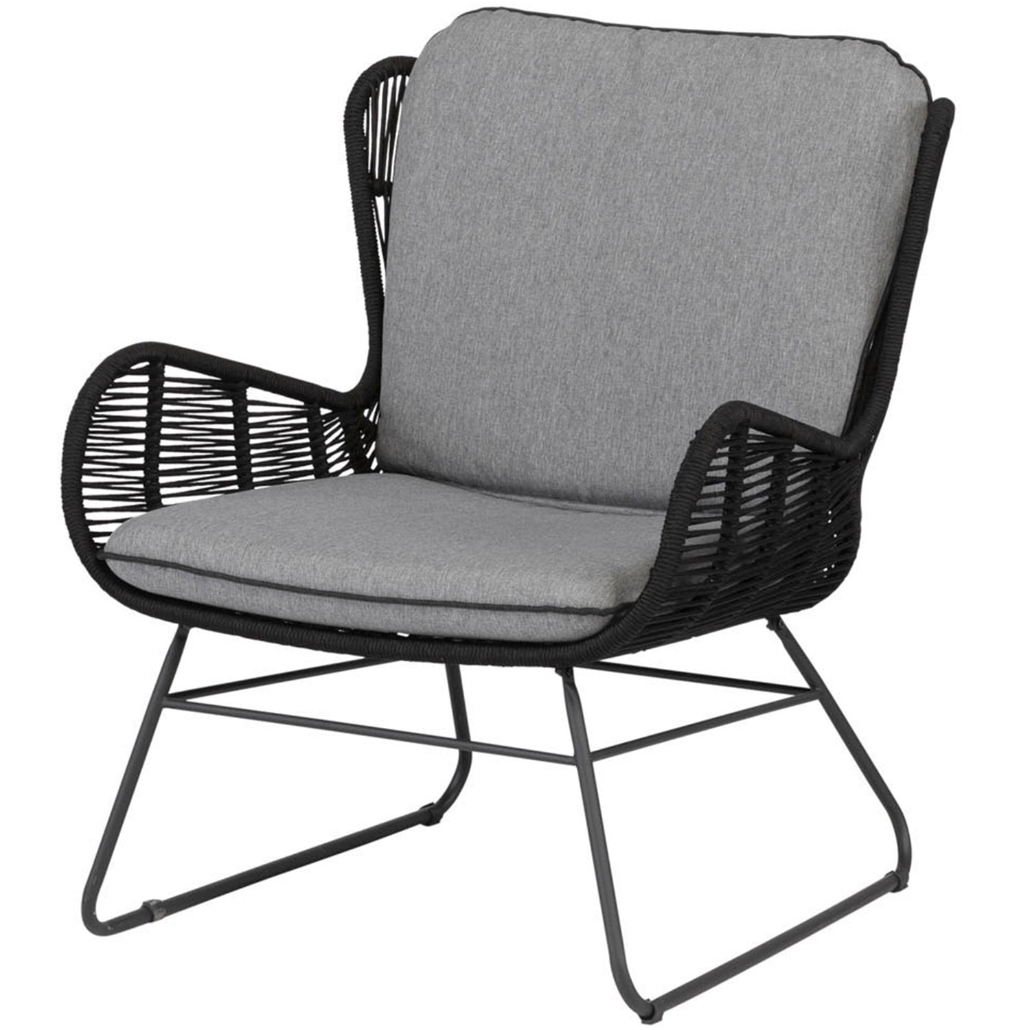 GRACE LOUNGE CHAIR GARTEN ANTHRAZIT STAHL/SEIL