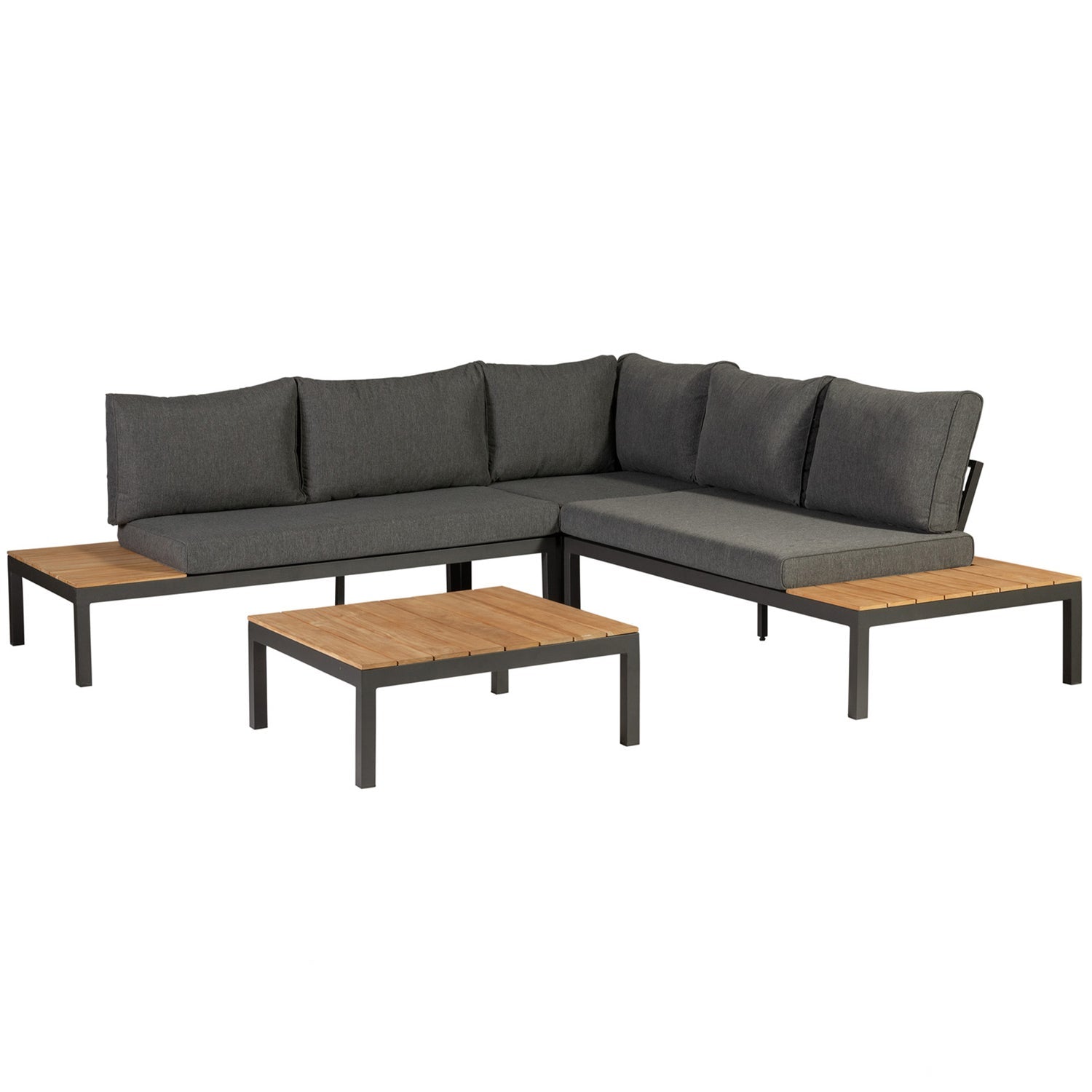 LA VIDA LOUNGE SET GARTEN TEAK ANTHRAZIT RAHMEN INKL. KISSEN