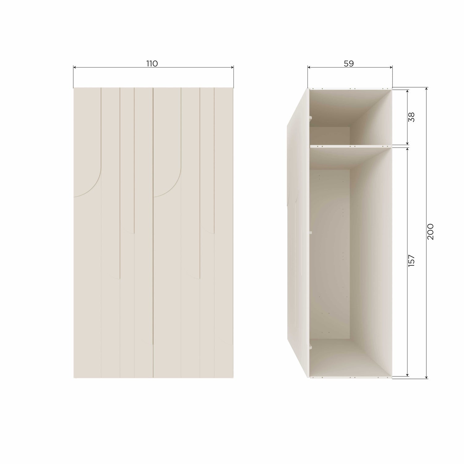 RAIN 2-TURIGER KLEIDERSCHRANK KIEFER DUST [fsc]