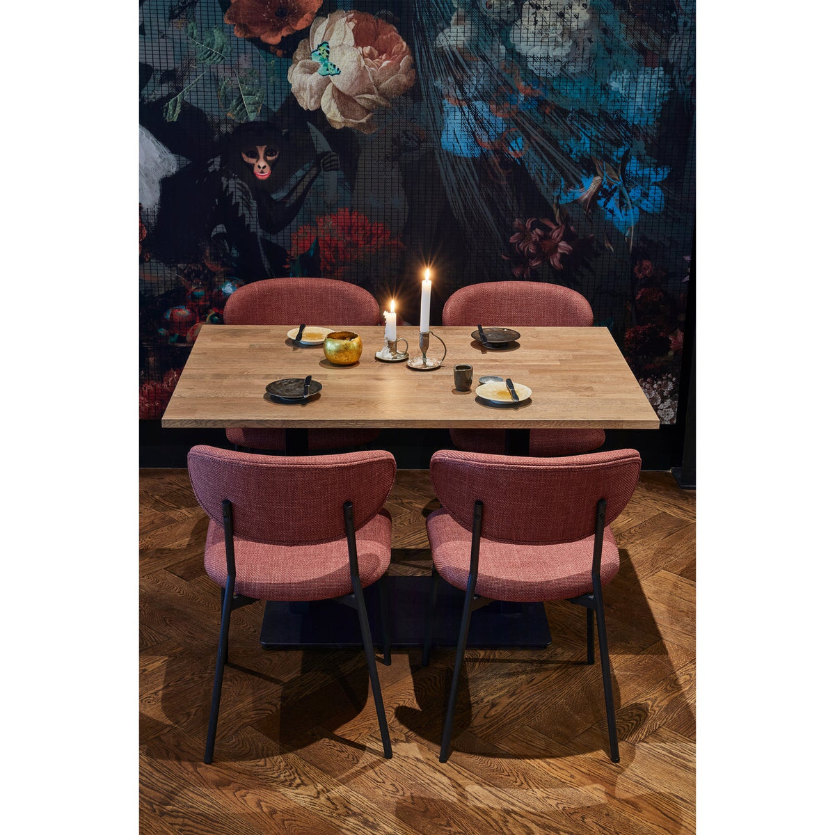 BISTRO DOPPELTER VIERKANTROHRFUSS METALL MATTSCHWARZ