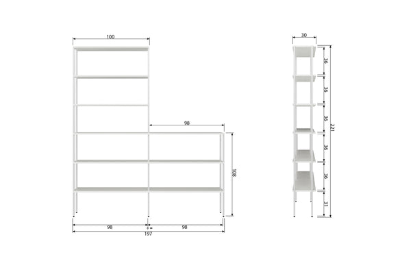 2er Set - Rack Upright High To Low Metall Weiß