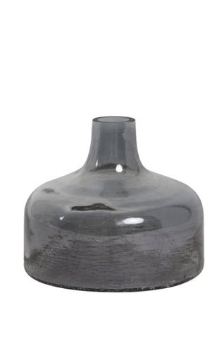 Flache Vase CABIMAS aus Glas Grau Ø17,5x15 cm