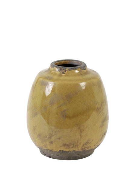 Deko Vase SINABUNG aus Keramik Ocker-Braun Ø13x14 cm