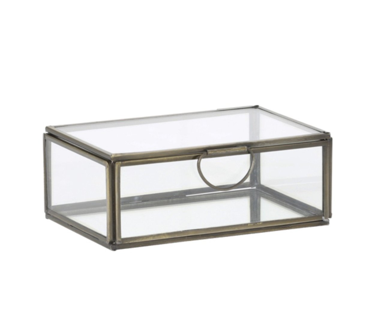 Deko Box / Schatulle ALESSINA Glas und Metall in Antik Bronze 15,5x10,5x6 cm