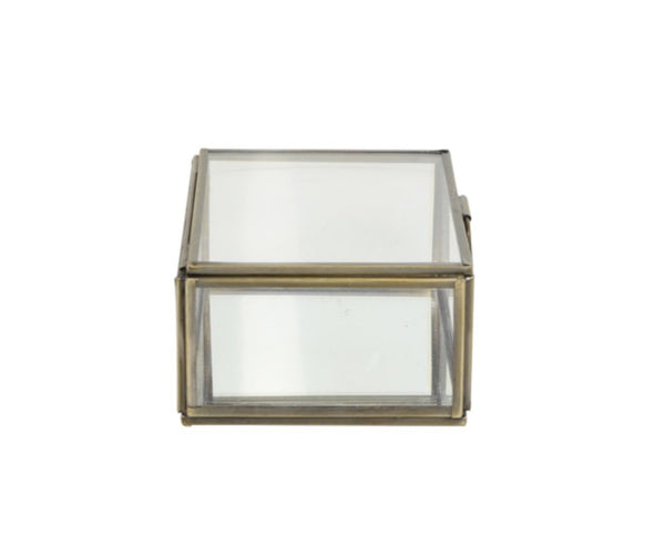 Deko Box / Schatulle ALESSINA Glas und Metall in Antik Bronze 15,5x10,5x6 cm
