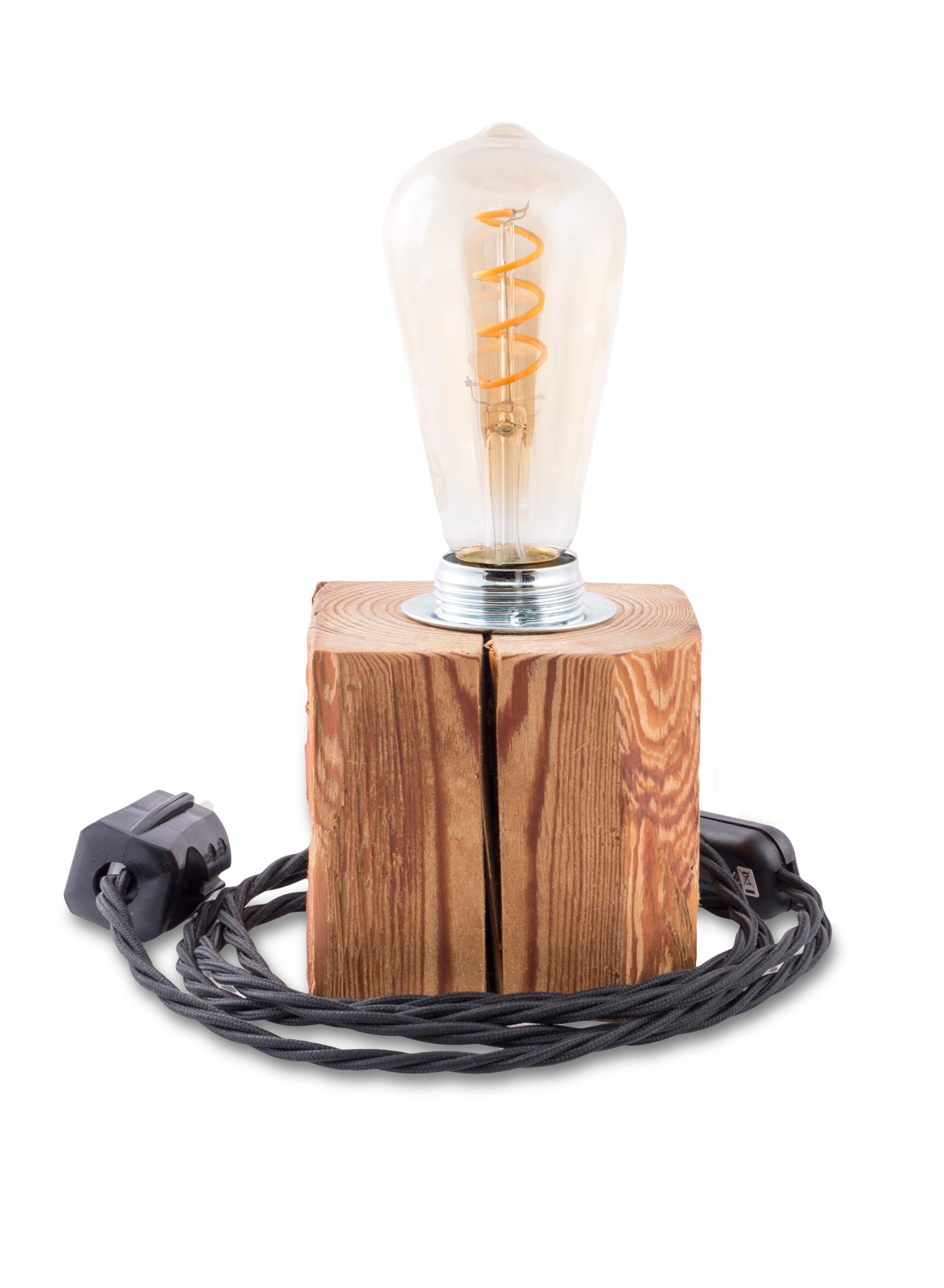 Upcycling Lampe KLOTZ aus Holz, handgemacht