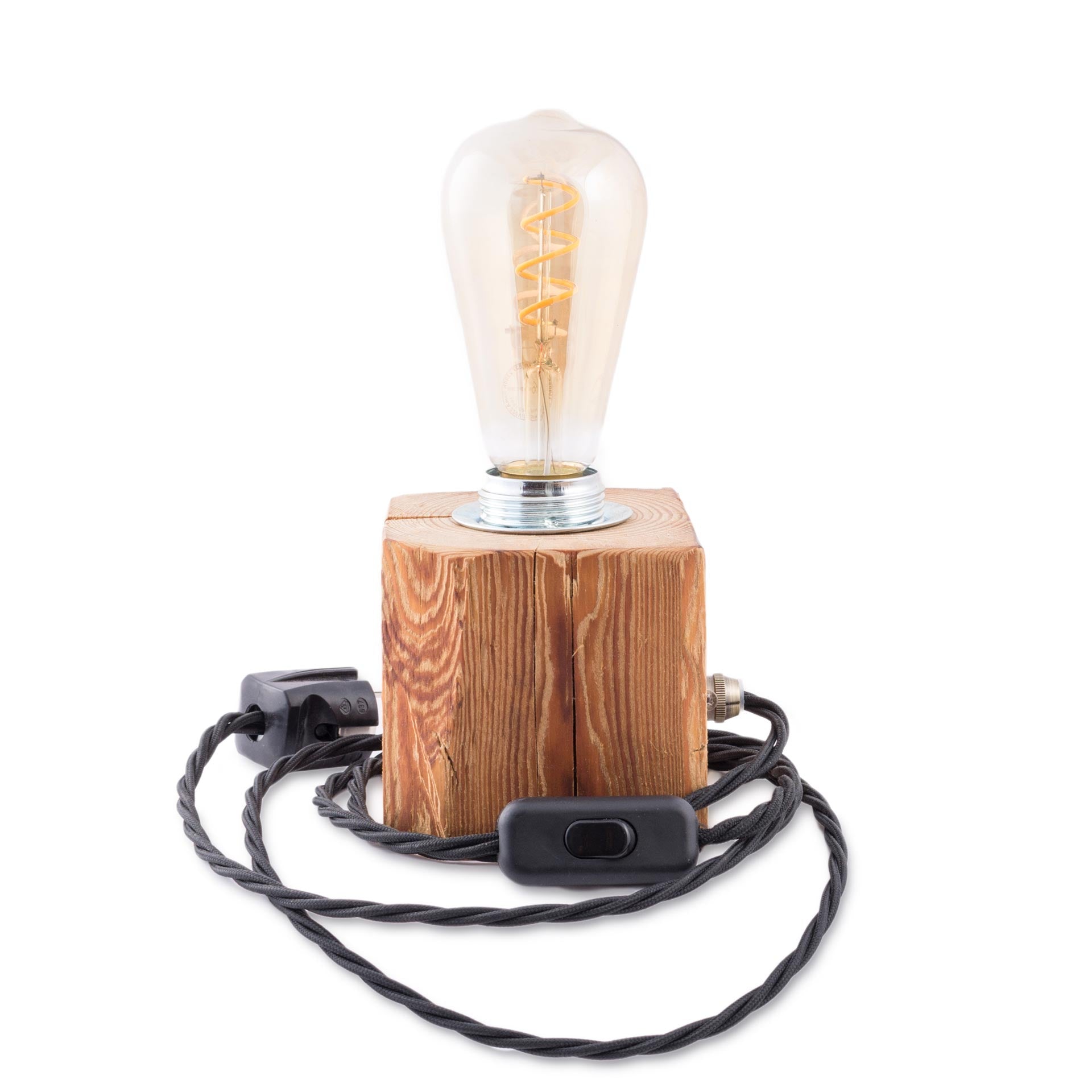Upcycling Lampe KLOTZ aus Holz, handgemacht