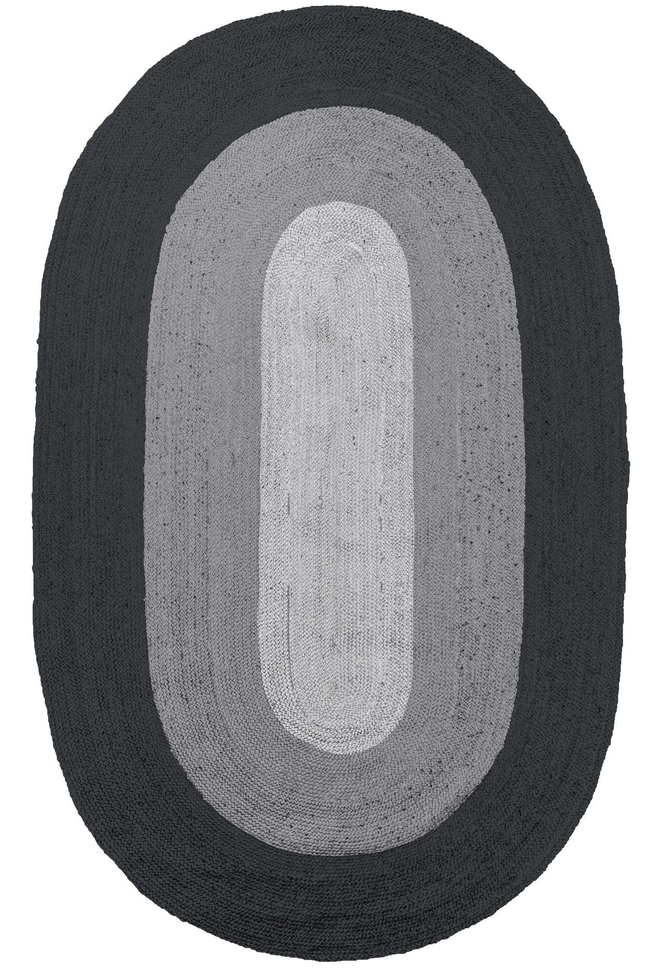Teppich BORDER 170x300 cm oval aus Jute schwarz/grau – ALLES GOLD WAS GLÄNZT | Kurzflor-Teppiche