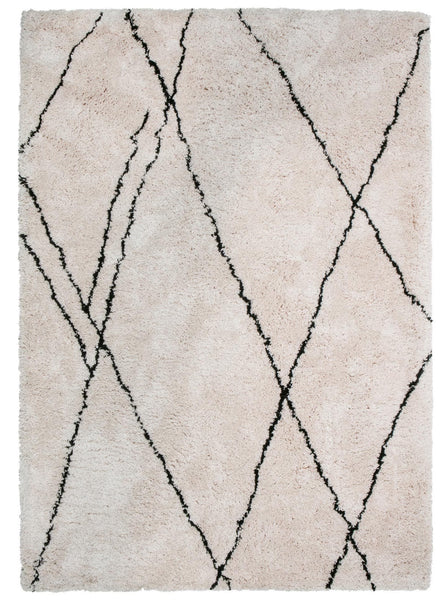Teppich CLEO 170x240 cm Offwhite Schwarz mit geometrischem Muster