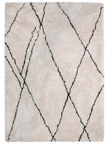 Teppich CLEO 170x240 cm Offwhite Schwarz mit geometrischem Muster