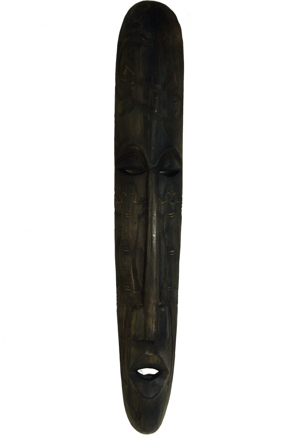 Indonesische Holzmaske schwarz braun, 92 cm groß